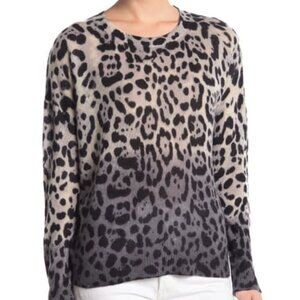 NWT 360 CASHMERE JULIANA:LEOPARD PRINT/DIP DYE Sz Large $380